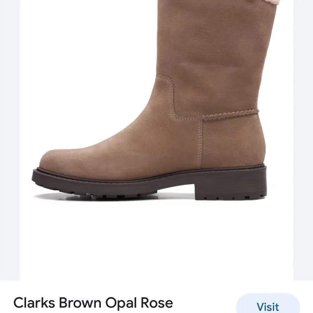 Clark’s Collection Opal Zip Stacked heel taupe suede winter boots NWT